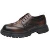 Brand Thick Designer Lace Up Oxford Shoes Round Toe Thick Platform Genuine Leather Shoes Luxury Men Casual Business Dress Shoes