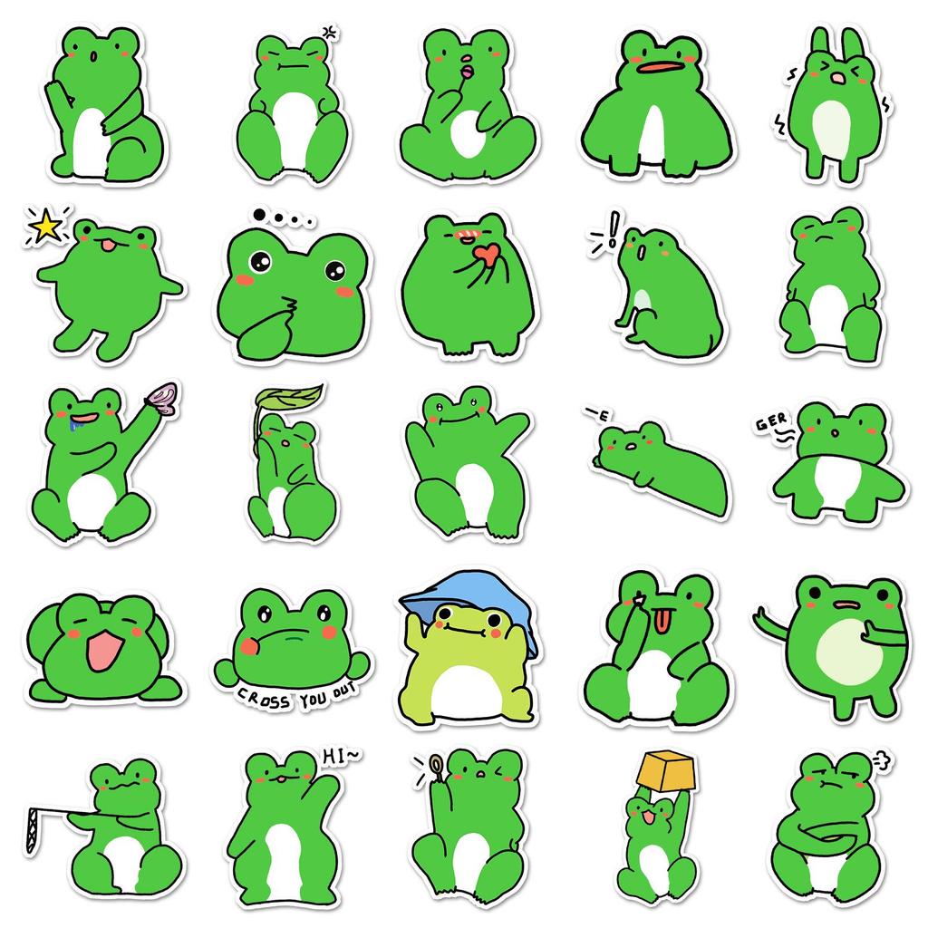 50 Cartoon Frog Graffiti Stickers for DIY Phone Cases & Suitcases