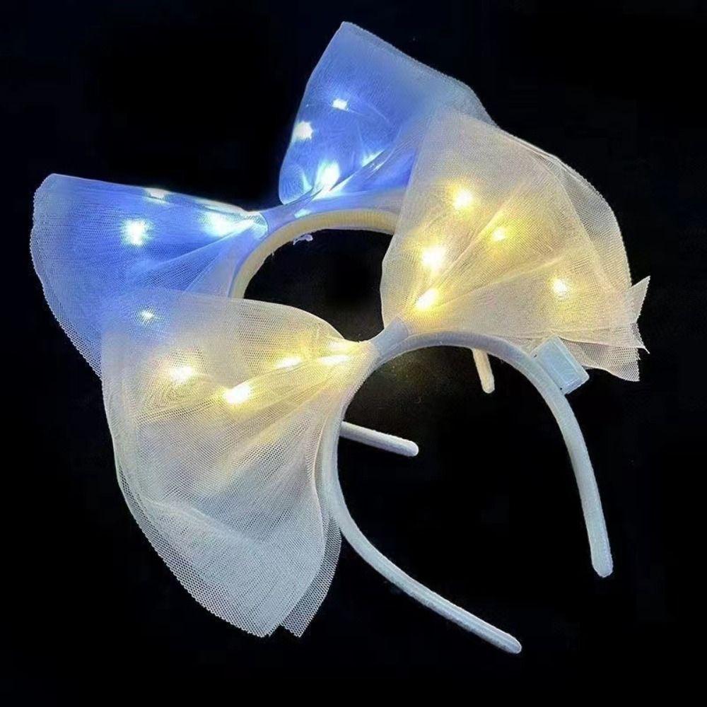 New Year Decoration LED Bow Headband Bowknot Glowing Hair Band Funny Festival Decoration