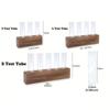 Transparent Glass Hydroponic Plants Container Wooden Stand Glass Tube Vases  Weddings