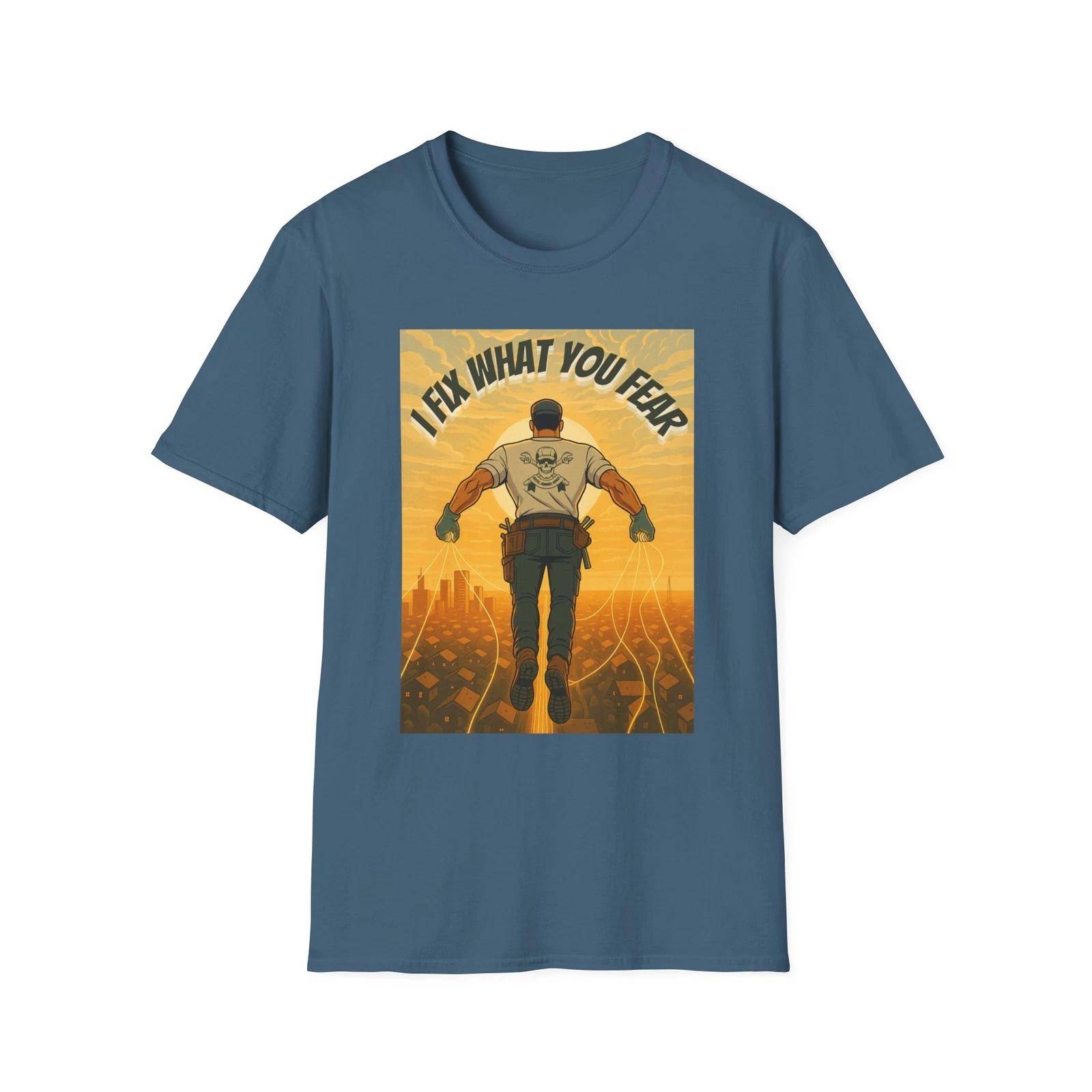 

I Fix What You Fear T shirt | Superhero Electrician DIY Handyman Graphic Tee 3XL
