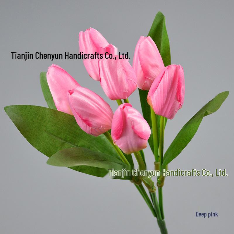 7-Head Artificial Tulip Bouquet Desktop Arrangement for Weddings & Performances