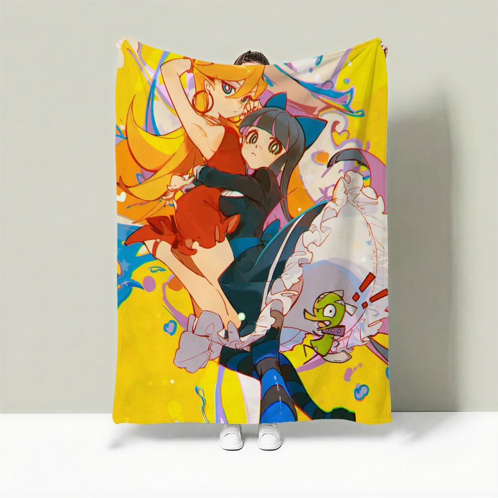 Anime P-Panty & Stocking with Garterbelt Throw Lightweight 240g Flannel Blanket Soft Skin-friendly for Summer Cooling