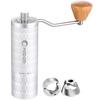 MIGOR G-11 Manuelle Kaffeemühle mit konischem Mahlwerk aus Edelstahl, mahlt Kaffeebohnen und einstellbare Mahlgrade (Silber, 5cm)