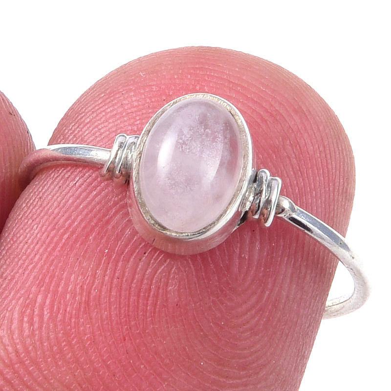 

Кольцо из чистого серебра 925 пробы с натуральным розовым кварцем, размер 6 m5S23