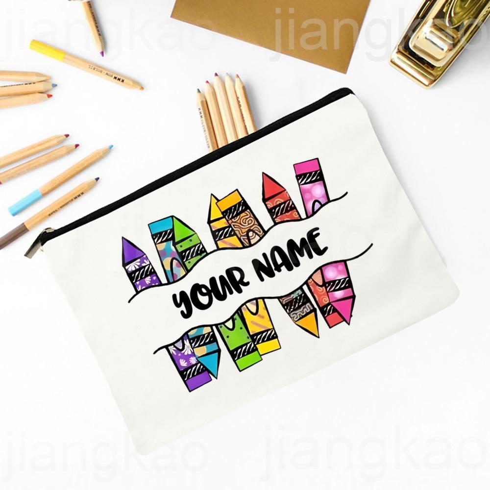 Personalized Makeup Bag Flower Print Teacher Life Travel NeceserToiletry Organizer School Pencil Bags Graduate Gift for Teachers