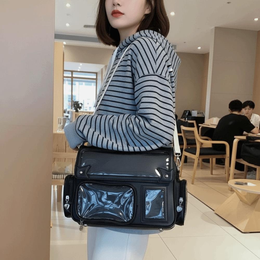 Transparent Convertible Ita Backpack PVC Solid Color Kawaii Uniform Bag Ita Waterproof PU Leather Clear Window Plushie Bag