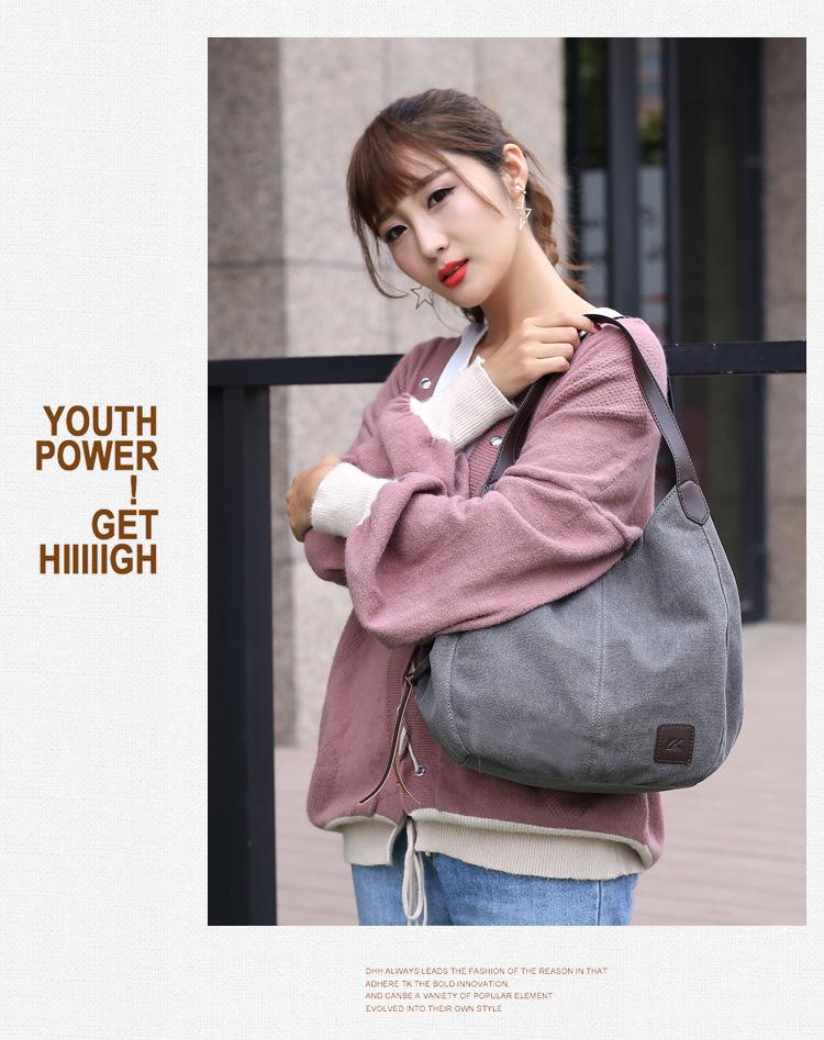 Large Capacity Canvas Tote Bag with Three-Layer Pockets - Ladies' Casual Shoulder Handbag