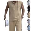 Mens Casual Loose Hooded Sleeveless Vest And Shorts Set