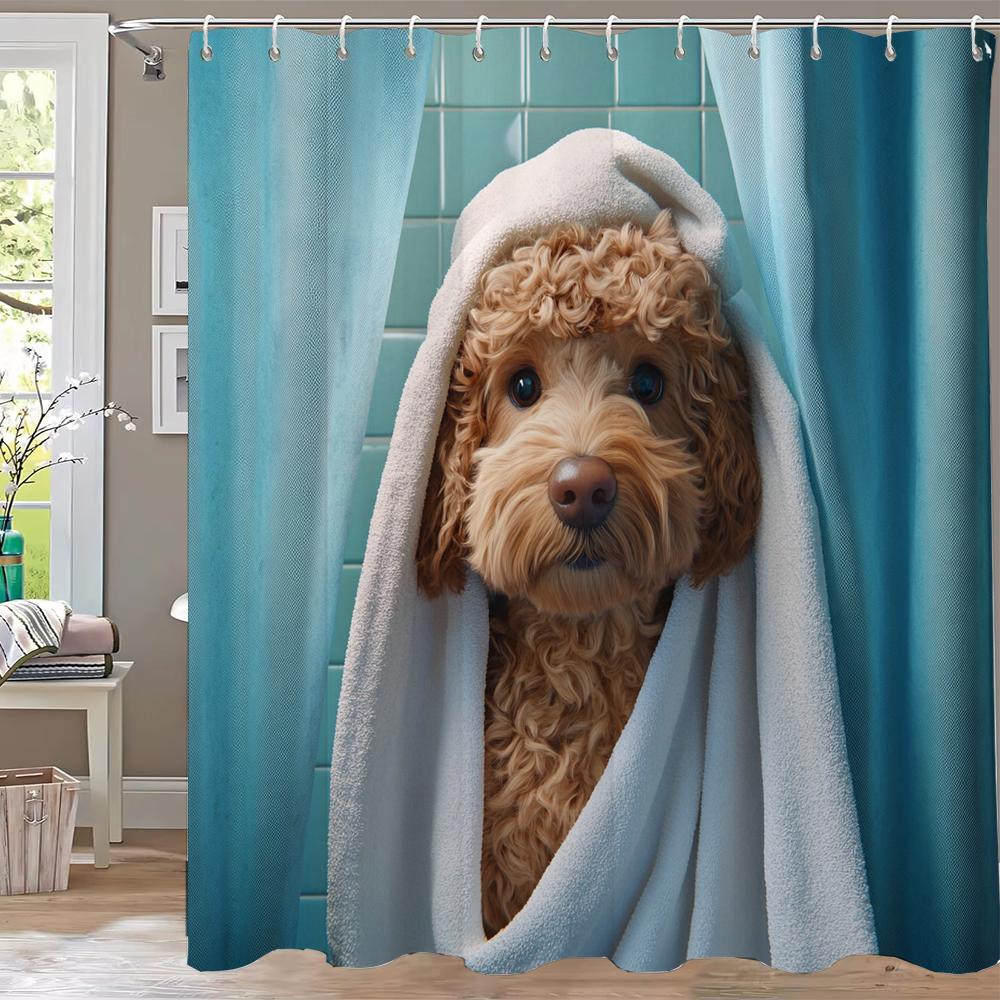 Modern Lovely Puppy Shower Curtain Bath Curtain Cute Dog Printed Bathroom Curtains For Home Decoration Curtain With Hooks