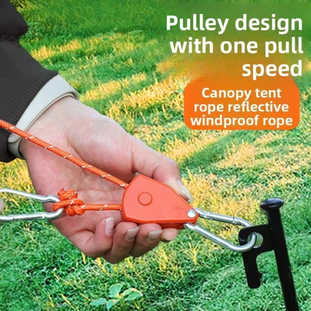 2Pcs Reinforced Metal Gear Tent Rope Hanger Pulley Hook Adjustable Tarp Tie Down  Camping Activities