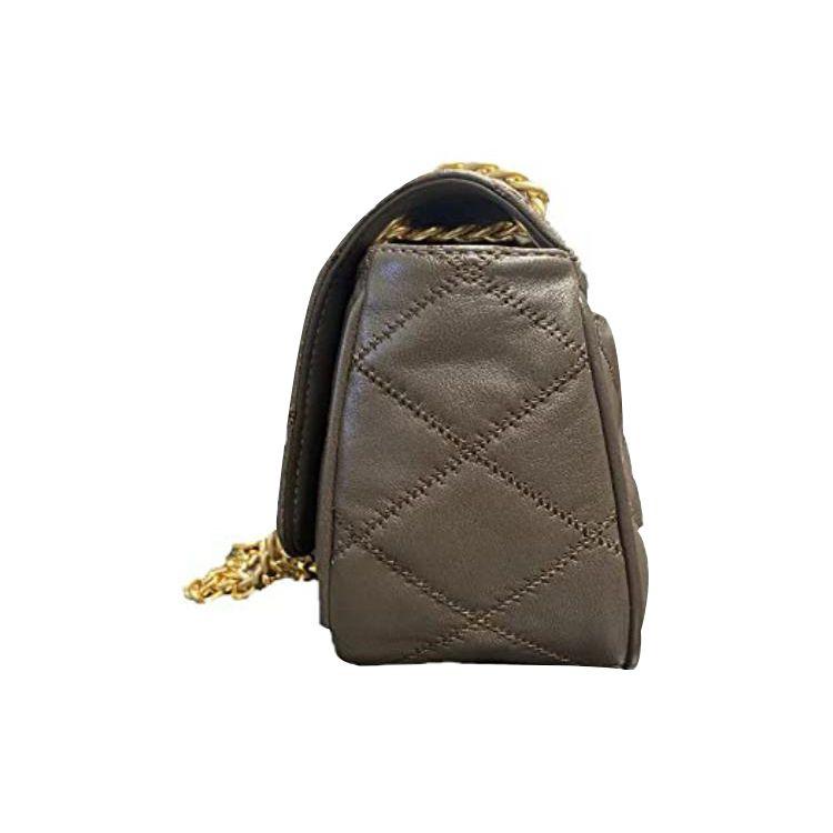 Tory Burch TB-Willa Commuter Metallic Double T Logo Chain Quilted Patent Leather Crossbody Bag Women Bags Gray 87863-066