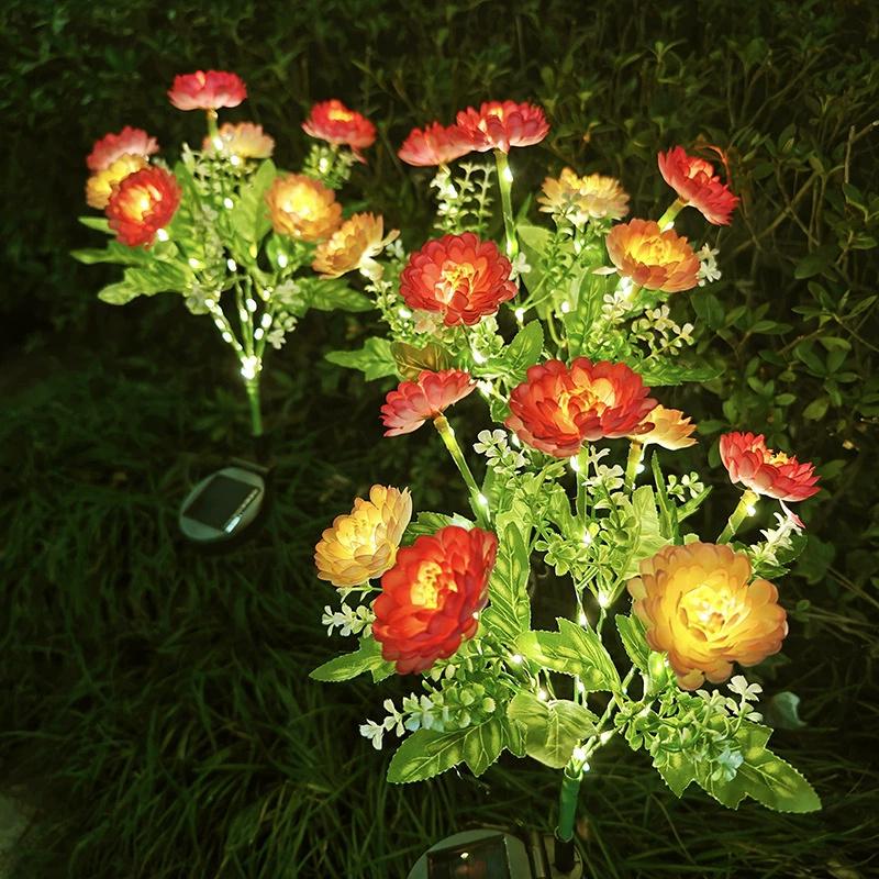 Solar LED Snow Lotus Simulation Flower Lawn Lamp Summer Garden Outdoor Wedding Holiday Home Patio Yard Decoration Party Lights