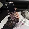 Glitter Diamond Wrist Chain Case for Samsung Galaxy Z Flip 6 5 4 3 Zflip Flip6 Bracelet Gradient Bling Rhinestone Hard PC Cover