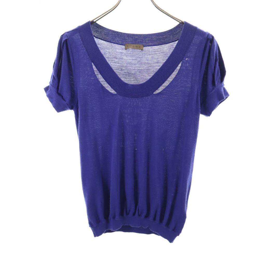 LOEWE Short sleeve wool sweater M blue knit Women Used