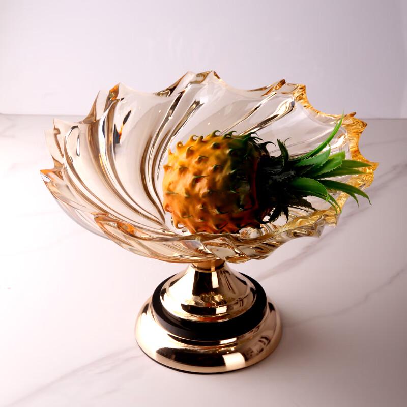 Flavinmci European Modern Pedestal Crystal Glass Fruit Bowl