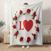 Valentine's Day Collage Throw Blanket, Soft Cozy Flannel Blanket, Romantic "Happy Valentine's Day" Home Decor Gift for Couch Bed