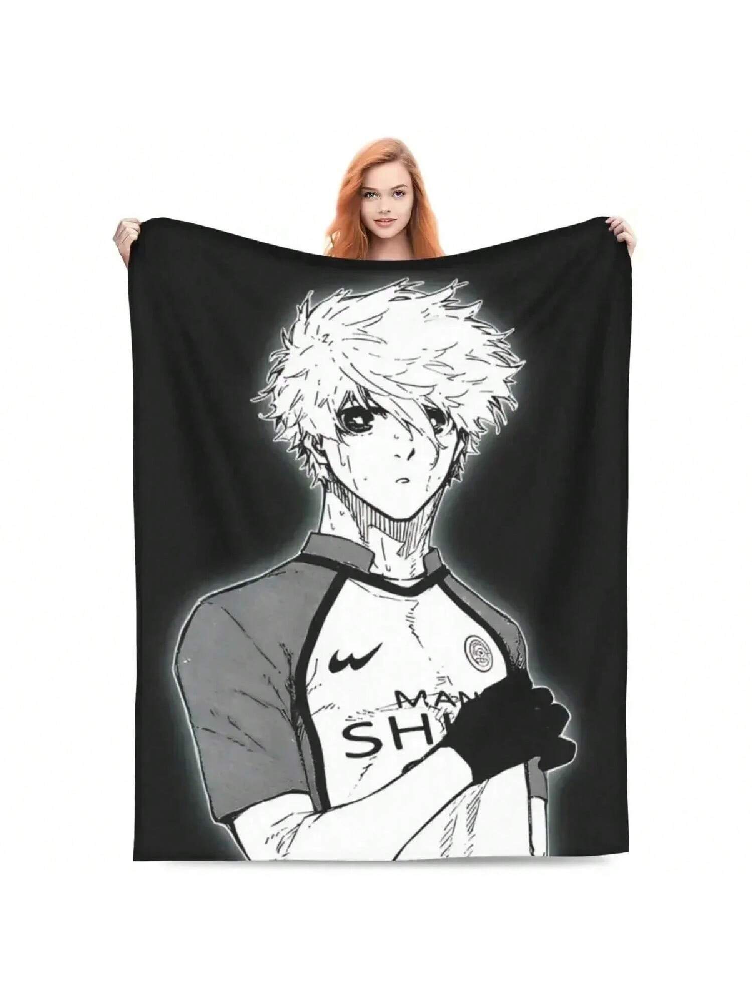 Nagi Seishiro Blankets Fleece Manga Anime Blue Lock Soft Throw Blanket For Bedding Couch Bed Rug 75X95CM серый