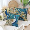 1/4pcs Bohemian Peacock Throw Pillow Covers Vintage Blue Gold Decorative Cushion Cases for Home Living Room Bedroom Sofa