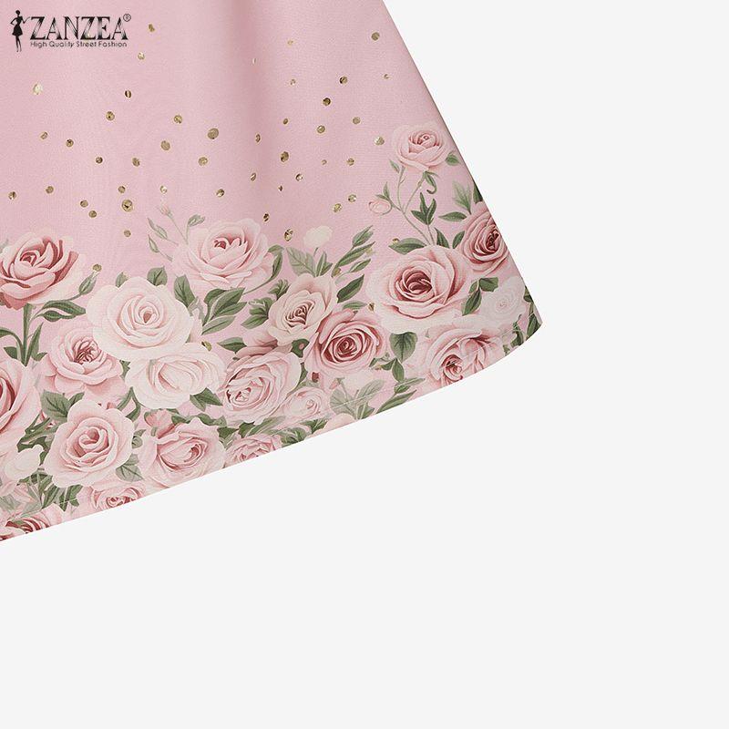 ZANZEA Women 3/4 Sleeve Blouse and Midi Skirts Floral Print Two Piece Suit Sets