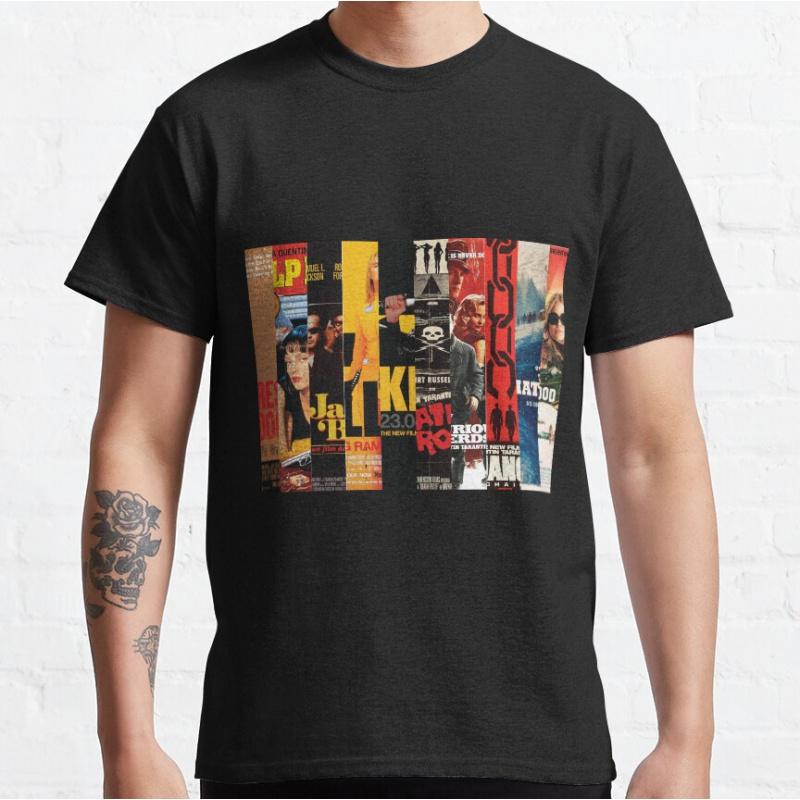 Tarantino Ten 80s vintage movie Pulp fiction Short-sleeve crewneck T-shirt for men large size A