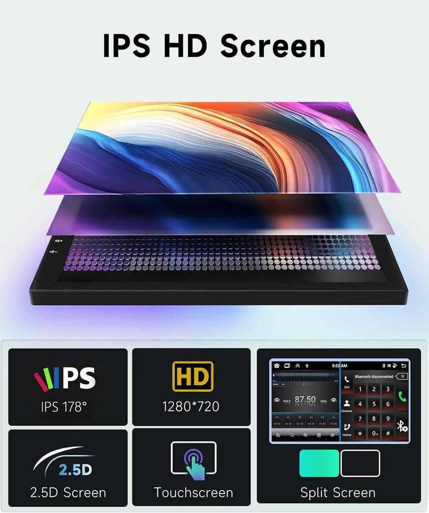 8 CORE 4G+64G Car Radio for Honda CRV 2007-2011, 9' IPS Touch Screen, Android 13, Wireless CarPlay, Android Auto, GPS, WiFi, Blu