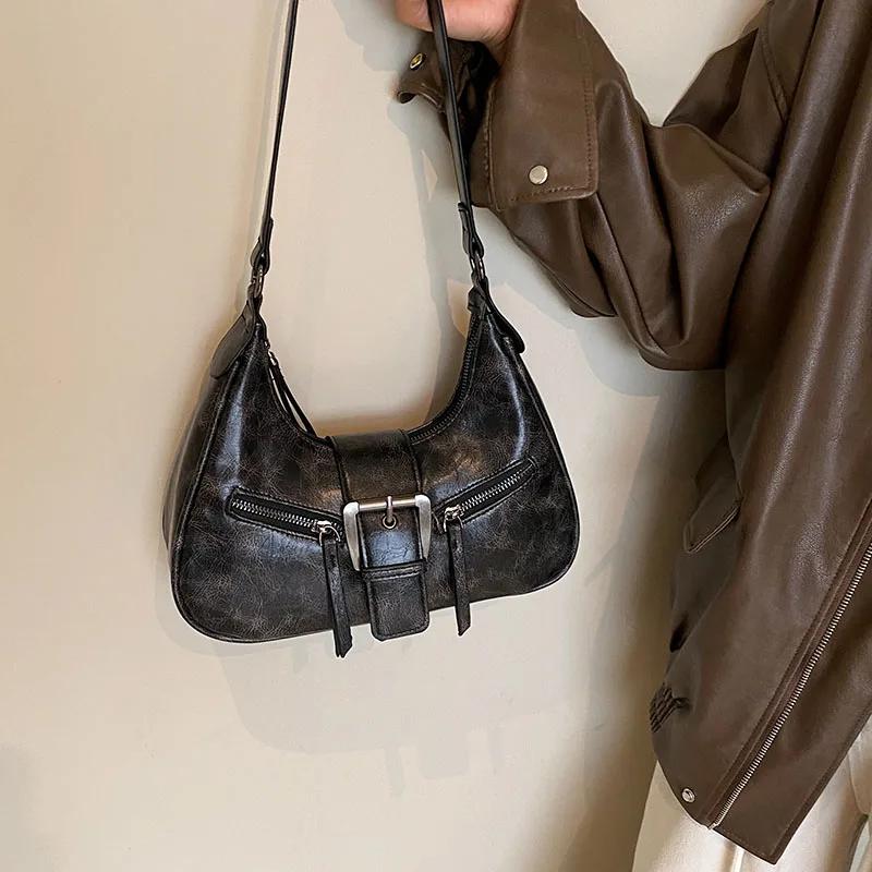 Luxuriöse Retro-Glanz-Umhängetaschen aus hochwertigem Plutonium, modisch, vielseitig, klassische Crossbody-Taschen für Damen für den Herbst