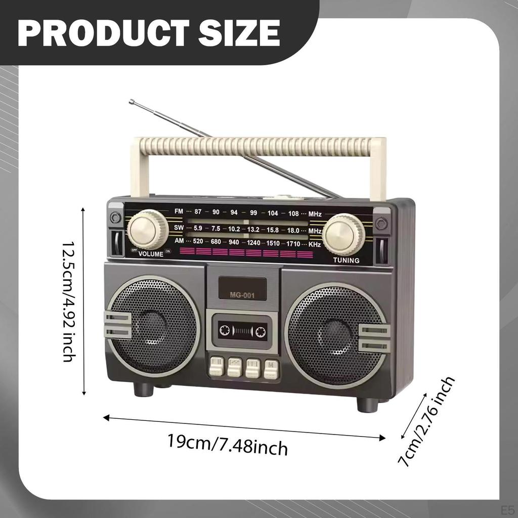 Retro Portable Radio AM FM SW Bluetooth Speaker,Sturdy,Charging,for Outdoor Multifunctional Compact