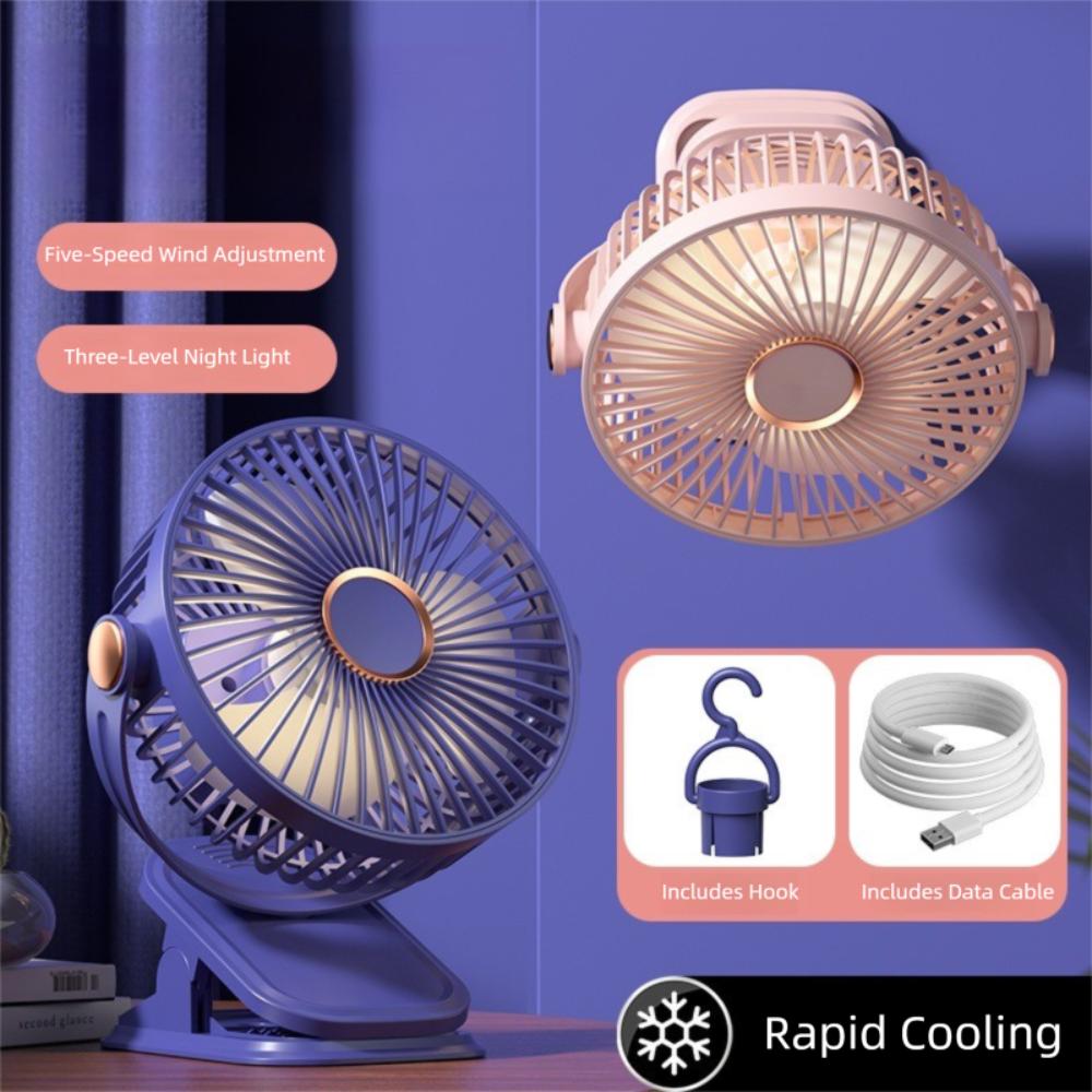 Rechargeable Mini Clip Fan USB Wireless Ceiling Fan LED Night Light Fan  for Home Camping Office