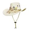 Gorra de Pescador Ala Ancha Gorra de Vaquero Occidental Lana Lentejuelas Visera de Vaquera Estilo Étnico Ligera Gorra Tibetana Verano