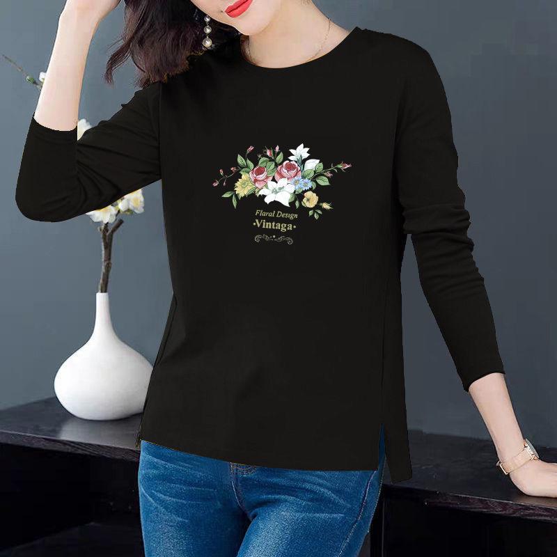 Spring Women's Long-Sleeve Round Neck Casual T-Shirt