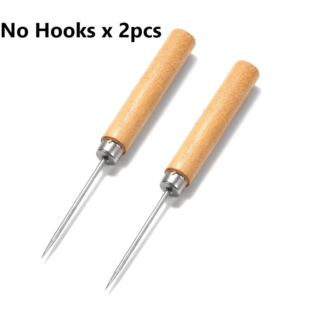 

2pcs/lot Wooden Handle Sewing Awl Hand Stitching Leather Bracelet Taper Craft Needle With/No Hooks For DIY Jewelry Making