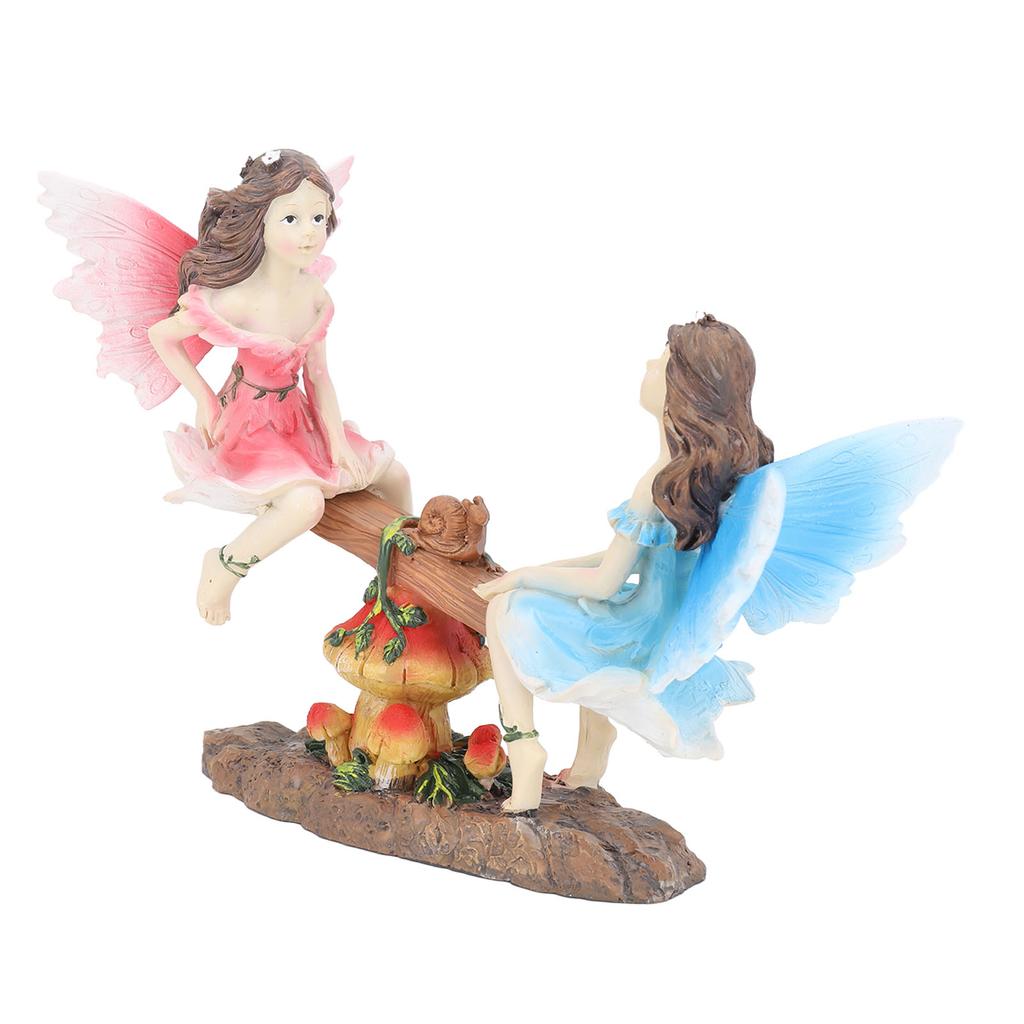 Fairy Statue Ornament Seesaw Figure Resin Realistic Figurine Decoration for Garden Home Living Room