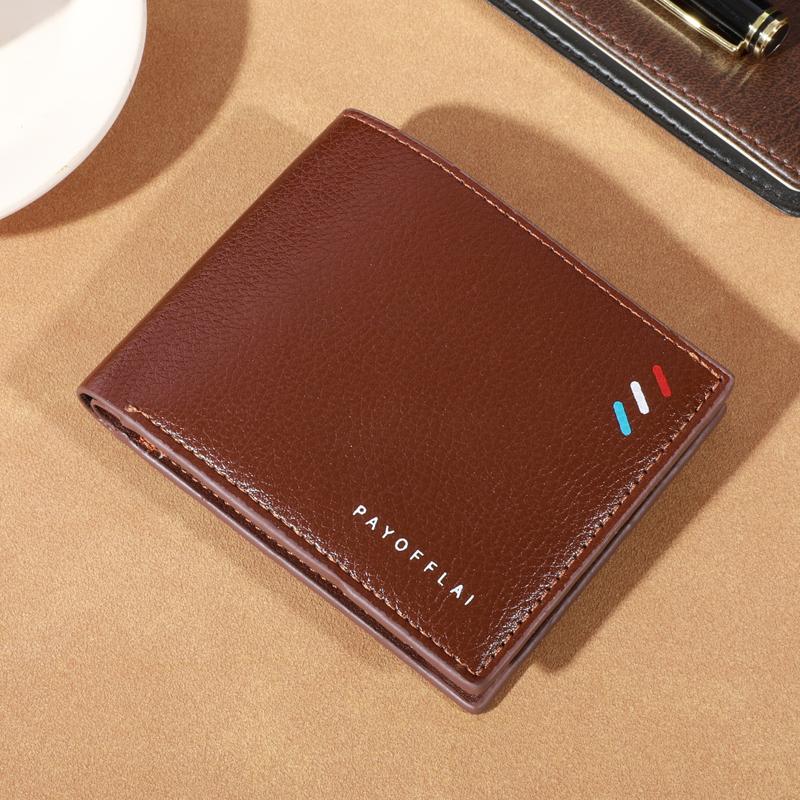 Men's Simple PU Leather Short Bifold Wallet, Minimalist Wallet With Card Slots, Gift For Men