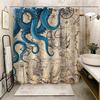 Beach Shower Curtain Ocean Shower Curtain - 1pc Navy Blue Mermaid Fun Shower Curtain Bathroom with 12 Plastic Hooks