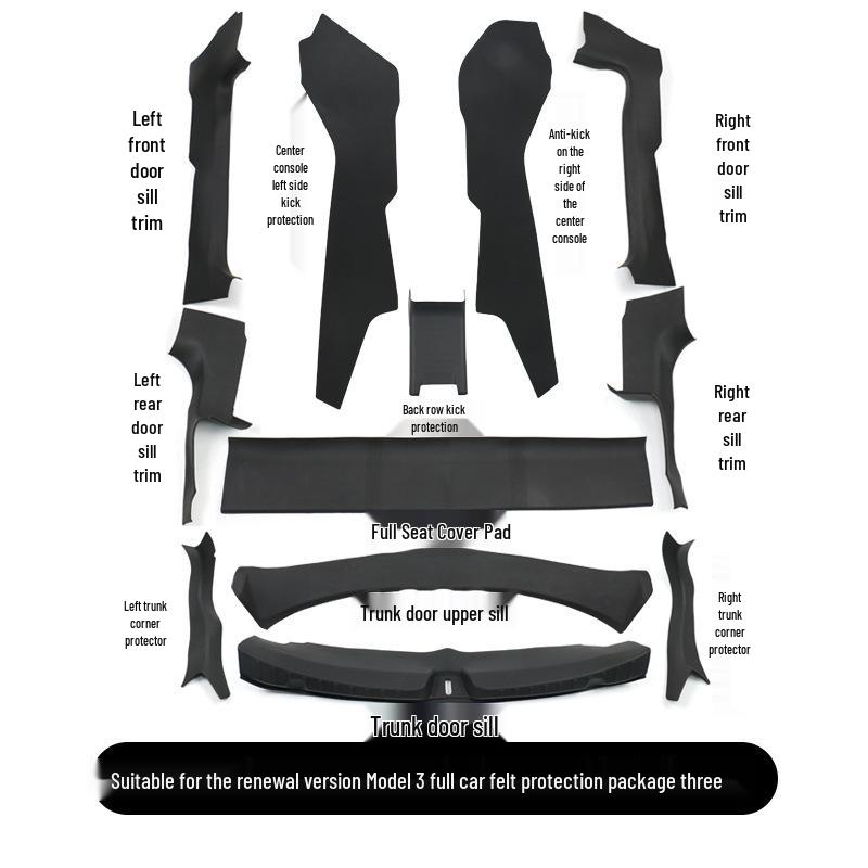 TPE Floor Mats for Tesla Model Y3 Interior - Complete Set for New Car Modification