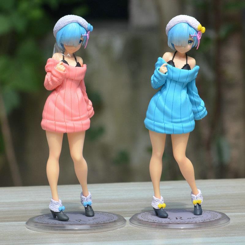 23CM Anime Re:Zero kara Hajimeru Isekai Seikatsu Rem Knit Dress Ver Three Color Set Toy Gift Collection Action Figure