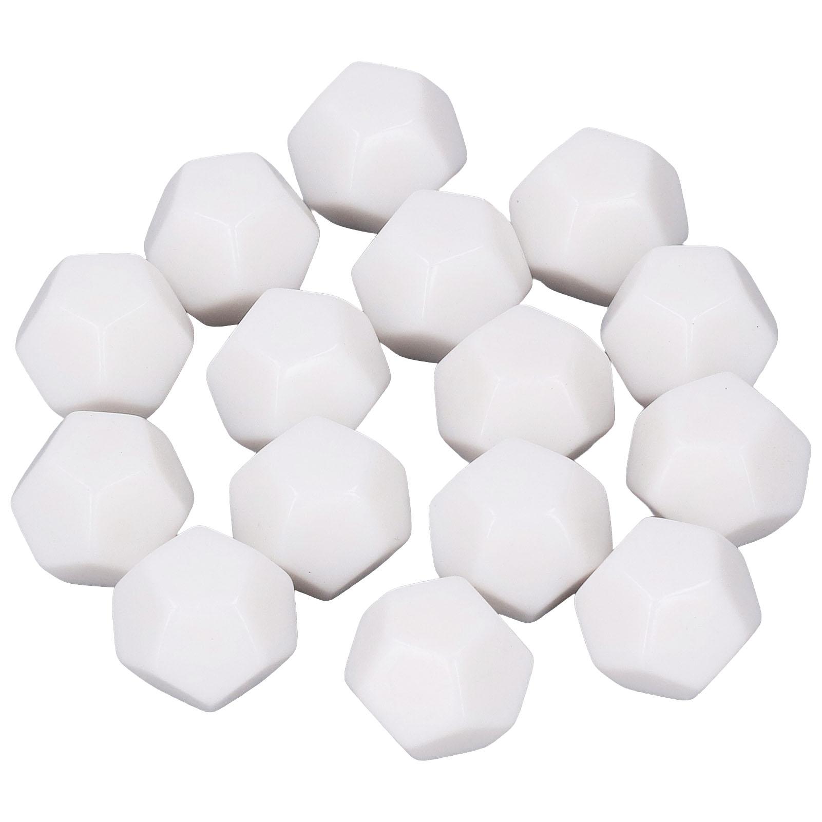 

30PCS 12 Sided Blank Dice Plastic Write On Teaching Dice Cubes Polyhedral Dice Kit for Entertainment Education 2.2cm White