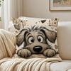 Cute Dog-Patterned Pillow Case Breathable Organic Short Plush Cushion Covers Machine Washable Wrinkle-Resistant Soft Durable