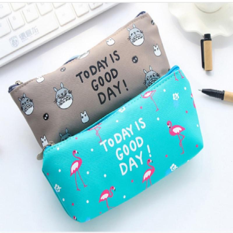 Cute Cartoon Animal Canvas Pencil Cases Creative Stationery Storage Pen Bag For Student