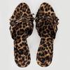 Fashion Luxury Womens High Heels High Quality Womens Slippers Bow Tie Leopard Print Sandals Mesh Pointed Toe Women Shoes Summer 2025 New