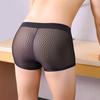 Men Boxer Underwear Summer Mid-rise Solid Color Ice Silk Thin Shorts Briefs Quick-Drying Sexy Panties Daily