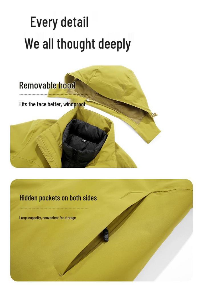 Op maat Gemaakte Winddichte en Waterdichte Heren 3-in-1 Outdoor Jas met Logo Bedrukking voor Bedrijfs- en Teamkleding