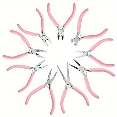 9 Stück Mini-Schmuckzangen, runde gebogene Nadelspitzen, DIY-Werkzeugsatz geeignet für Schmuckherstellung und -reparatur, Spitzenschneider, Rundmaulzange,