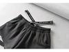 Summer Spicy Girl Style Elastic Waist Patchwork High Waist Wide Leg Casual Shorts for Women