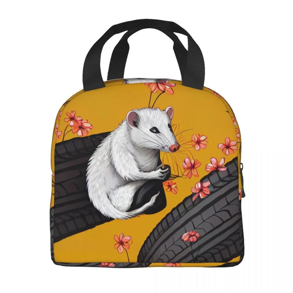 Opossum Auf Reifen Tragbare Lunchboxen für Frauen Auslaufsicher Tier Haustier Thermokühltasche Lebensmittel Isoliert Lunchtasche Büro Arbeit