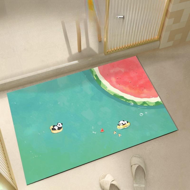 Niedliche coole Wassermelonen Kieselgur rutschfeste Fußmatte Küche Badezimmer Haushalt saugfähige Matte weiche Fußauflage schnelltrocknend Toilette 40x60cm15.7x23.6in
