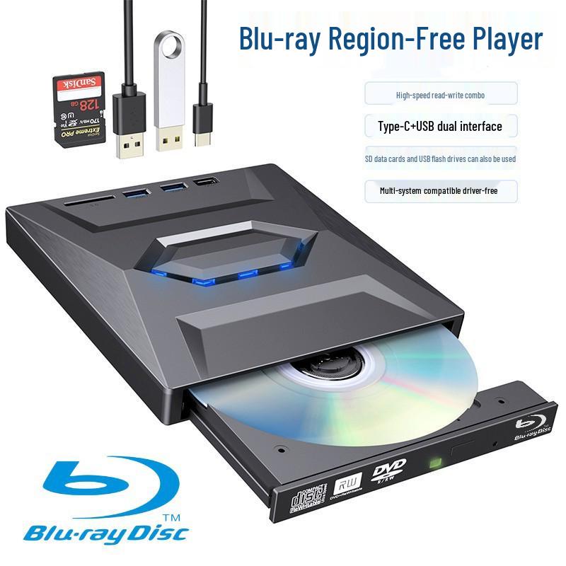 USB/TYPE 4-in-1 4K Blu-ray Combo Player and External Optical Drive