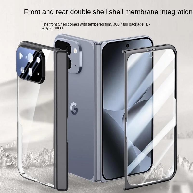 Transparent Screen Tempered Glass Protector Case For Google Pixel 10 Pro Fold All-inclusive Spring Hinged Cover