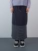 Enzo Blues Mix Stripe Long Skirt (Navy)